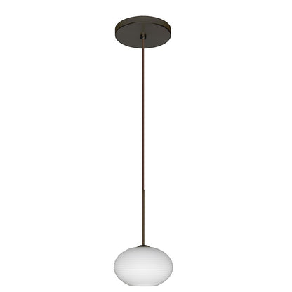 Besa Lighting Lasso 1-Light LED Cord Pendant | Contemporary Bronze and White Glass | Kitchen Island & Dining Room | 4 x 3 in | Model 1XT-561207-LED-BR