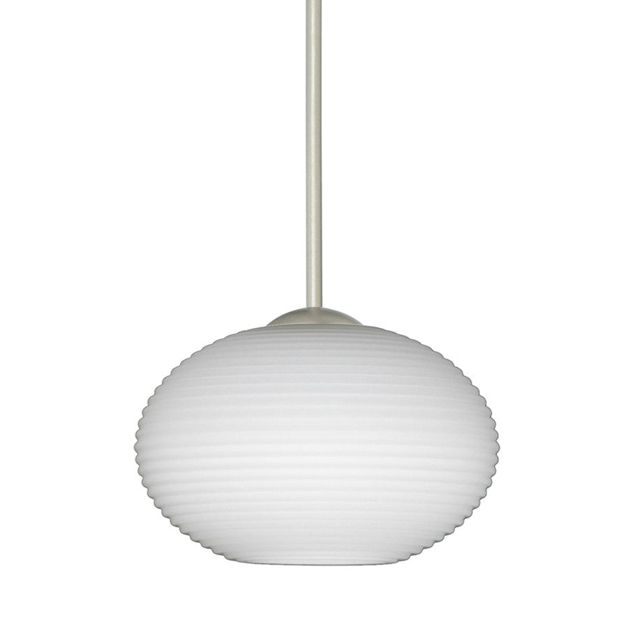Besa Lighting Lasso 1-Light LED Cord Pendant | Contemporary Satin Nickel and White Glass | Kitchen Island & Dining Room | Model 1XT-561207-LED-SN