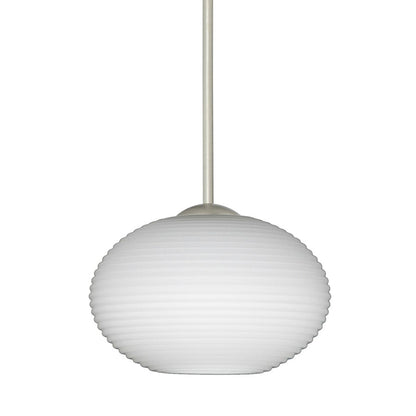 Besa Lighting Lasso 1-Light Cord Pendant | Contemporary Satin Nickel and White Glass | Kitchen Island & Dining Room | Model 1XT-561207-SN