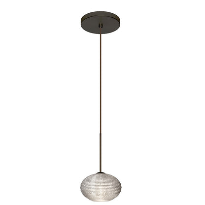 Besa Lighting Lasso 1-Light Cord Pendant | Contemporary Brushed Bronze and Crystal Glass | Kitchen Island & Dining Room | Model 1XT-5612GL-BR