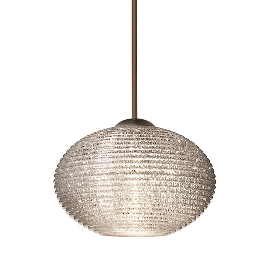 Besa Lighting Lasso 1-Light LED Cord Pendant | Contemporary Brushed Bronze and Crystal Glass | Kitchen Island & Dining Room | Model 1XT-5612GL-LED-BR