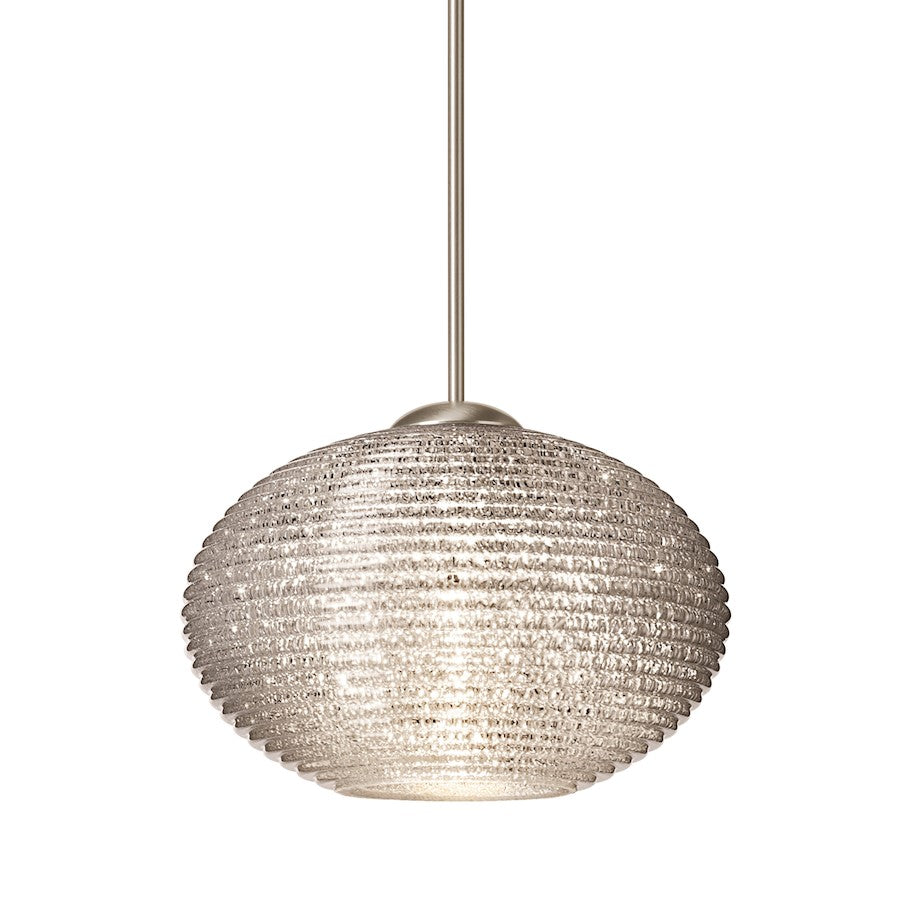 Besa Lighting Lasso 1-Light LED Cord Pendant | Contemporary Satin Nickel and Crystal Glass | Kitchen Island & Dining Room | Model 1XT-5612GL-LED-SN
