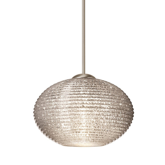 Besa Lighting Lasso 1-Light LED Cord Pendant | Contemporary Satin Nickel and Crystal Glass | Kitchen Island & Dining Room | Model 1XT-5612GL-LED-SN