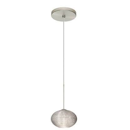Besa Lighting Lasso 1-Light LED Cord Pendant | Contemporary Satin Nickel and Crystal Glass | Kitchen Island & Dining Room | Model 1XT-5612GL-LED-SN