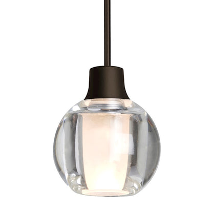 Besa Lighting Boca 3 3in 1-Light Pendant | Modern Bronze and Clear Glass | Kitchen Island & Dining Room | 3.15 x 3 in | Model 1XT-BOCA3CL-BR