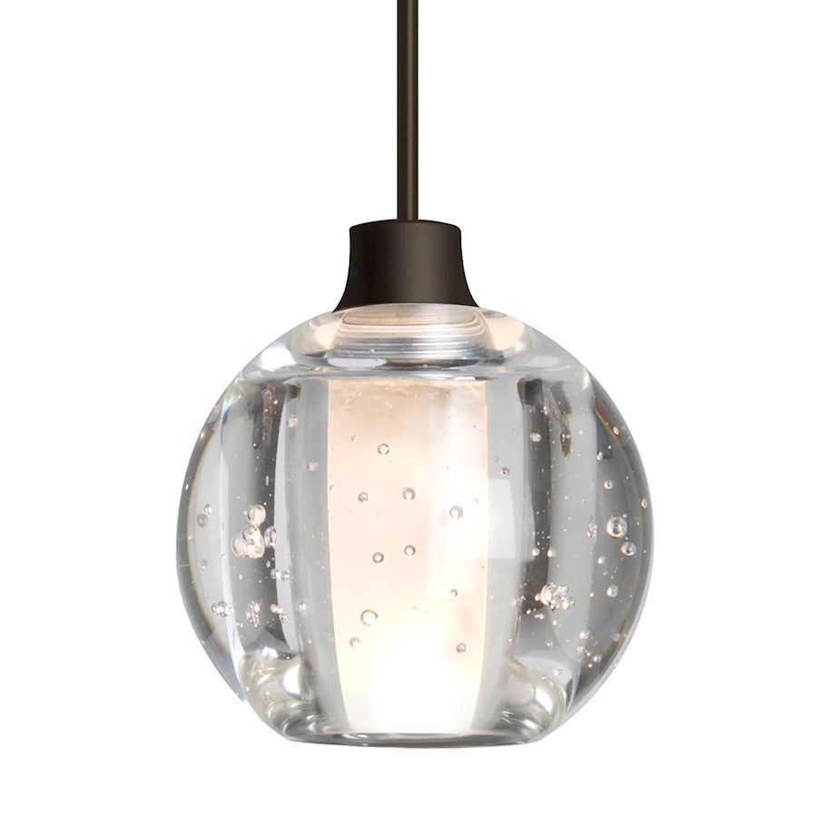 Besa Lighting Boca 5 1-Light Cord Pendant | Modern Bronze and Clear Bubble Glass | Kitchen Island & Dining Room | 4 x 3.5 in | Model 1XT-BOCA5BB-BR