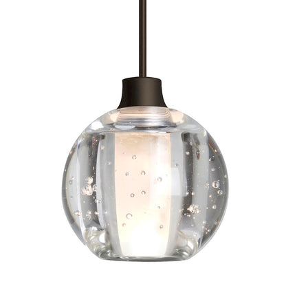 Besa Lighting Boca 5 1-Light Cord Pendant | Modern Bronze and Clear Bubble Glass | Kitchen Island & Dining Room | 4 x 3.5 in | Model 1XT-BOCA5BB-BR