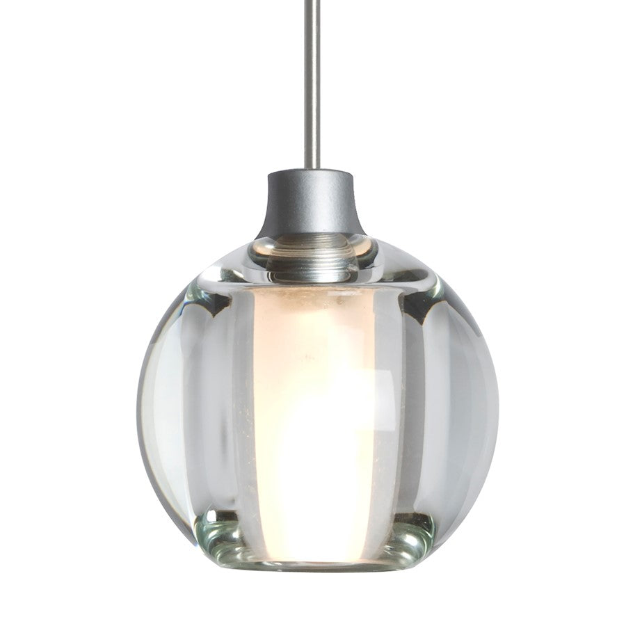 Besa Lighting Boca 5 4in 1-Light Cord Pendant | Modern Satin Nickel and Clear Glass | Kitchen Island & Dining Room | 4 x 3.5 in | Model 1XT-BOCA5CL-SN