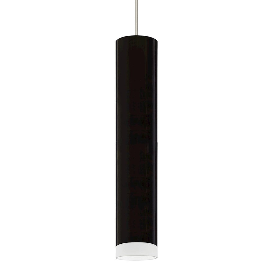 Besa Lighting Cafe 12 LED 2in 1-Light Cord Pendant | Contemporary Satin Nickel and Black Glass | Kitchen Island & Dining | Model 1XT-CAFE12BF-LED-SN