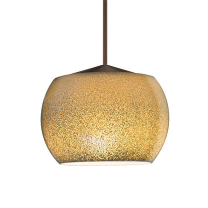 Besa Keno 4in 1-Light LED Pendant | Contemporary Bronze and Gold Glass | Kitchen Island & Dining Room | 4 x 4 x 3 in | Model 1XT-KENOGD-LED-BR