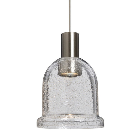 Besa Lighting Kiba 1 Light LED Pendant, Satin Nickel/Clear - 1XT-KIBACL-LED-SN