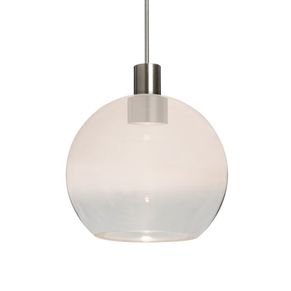 Besa Lighting Newton 6 1-Light LED Cord Pendant | Contemporary Satin Nickel and White Glass | Kitchen Island & Dining | Model 1XT-NEWTON6WC-LED-SN