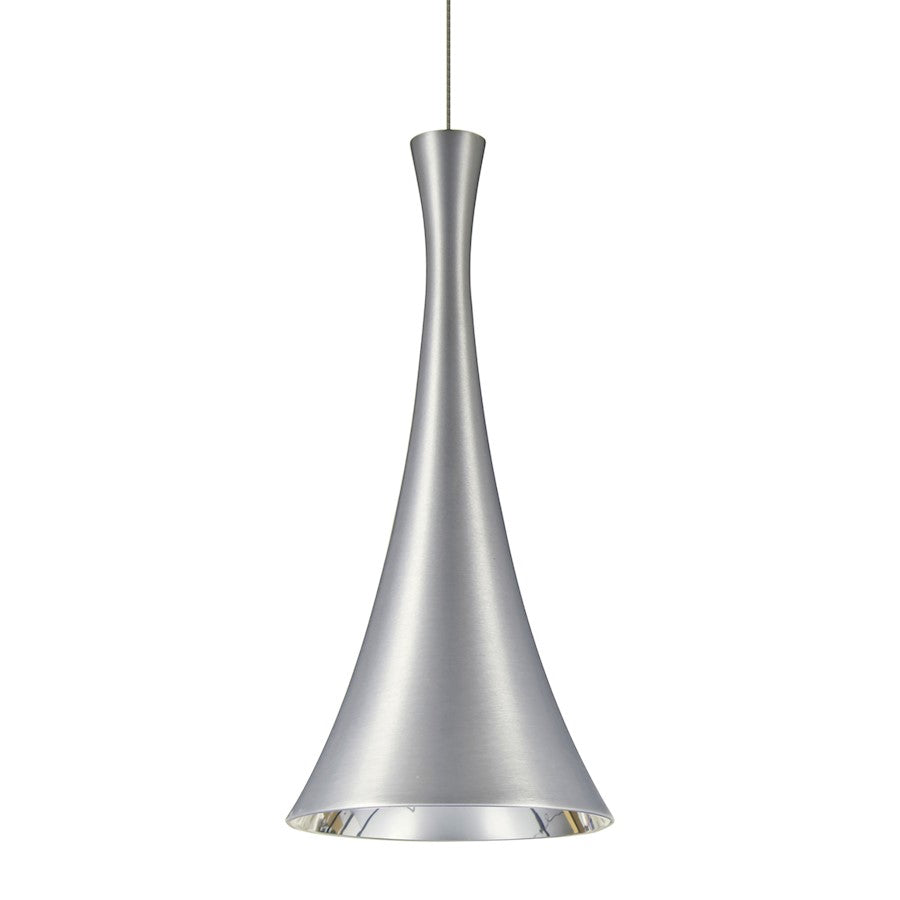 Besa Lighting Rondo 8in 1-Light LED Pendant | Industrial Satin Nickel and Silver Aluminum | Kitchen Island & Dining Room | Model 1XT-RONDO-LED-SN