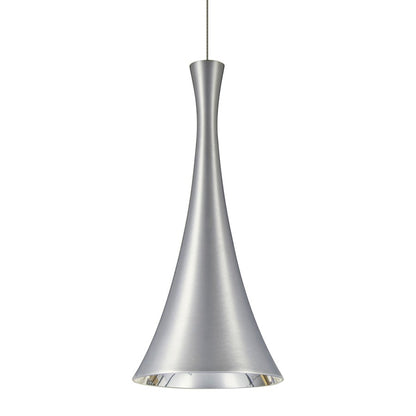 Besa Lighting Rondo 8in 1-Light LED Pendant | Industrial Satin Nickel and Silver Aluminum | Kitchen Island & Dining Room | Model 1XT-RONDO-LED-SN