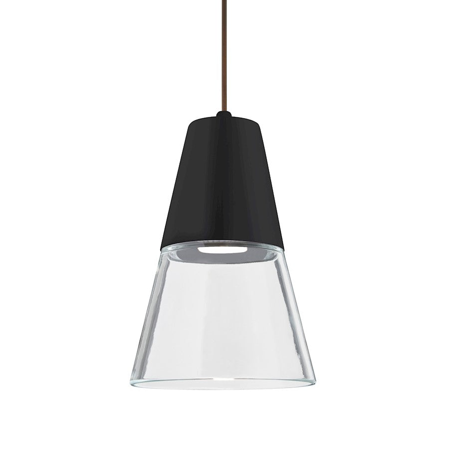 Besa Lighting Timo 6in 1-Light LED Pendant | Midcentury Bronze and Clear Glass | Kitchen Island & Dining Room | 6 x 9 in | Model 1XT-TIMO6BC-LED-BR