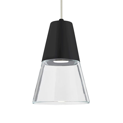 Besa Lighting Timo 6in 1-Light LED Pendant | Midcentury Satin Nickel and Clear Glass | Kitchen Island & Dining Room | Model 1XT-TIMO6BC-LED-SN
