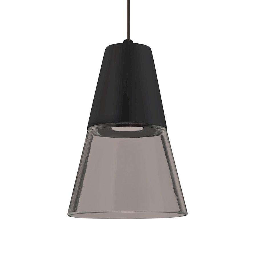 Besa Lighting Timo 6in 1-Light LED Pendant | Midcentury Bronze and Smoke Glass | Kitchen Island & Dining Room | 6 x 9 in | Model 1XT-TIMO6BS-LED-BR