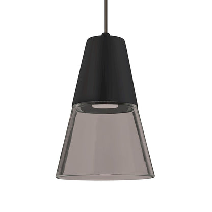 Besa Lighting Timo 6in 1-Light LED Pendant | Midcentury Bronze and Smoke Glass | Kitchen Island & Dining Room | 6 x 9 in | Model 1XT-TIMO6BS-LED-BR