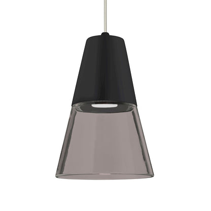 Besa Lighting Timo 6in 1-Light LED Pendant | Midcentury Satin Nickel and Smoke Glass | Kitchen Island & Dining Room | Model 1XT-TIMO6BS-LED-SN