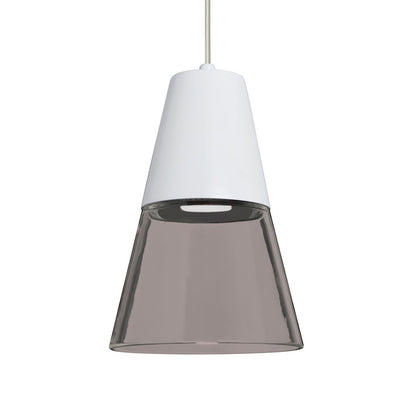 Besa Lighting Timo 6in 1-Light LED Pendant | Midcentury Satin Nickel and Smoke Glass | Kitchen Island & Dining Room | Model 1XT-TIMO6WS-LED-SN