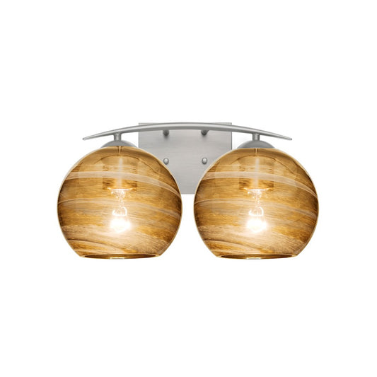 Besa Lighting Jilly 15in 2-Light Bathroom Vanity | Contemporary Satin Nickel and Beige Vapor Glass | Bathroom & Powder Room | Model 2WC-JILLYAM-SN