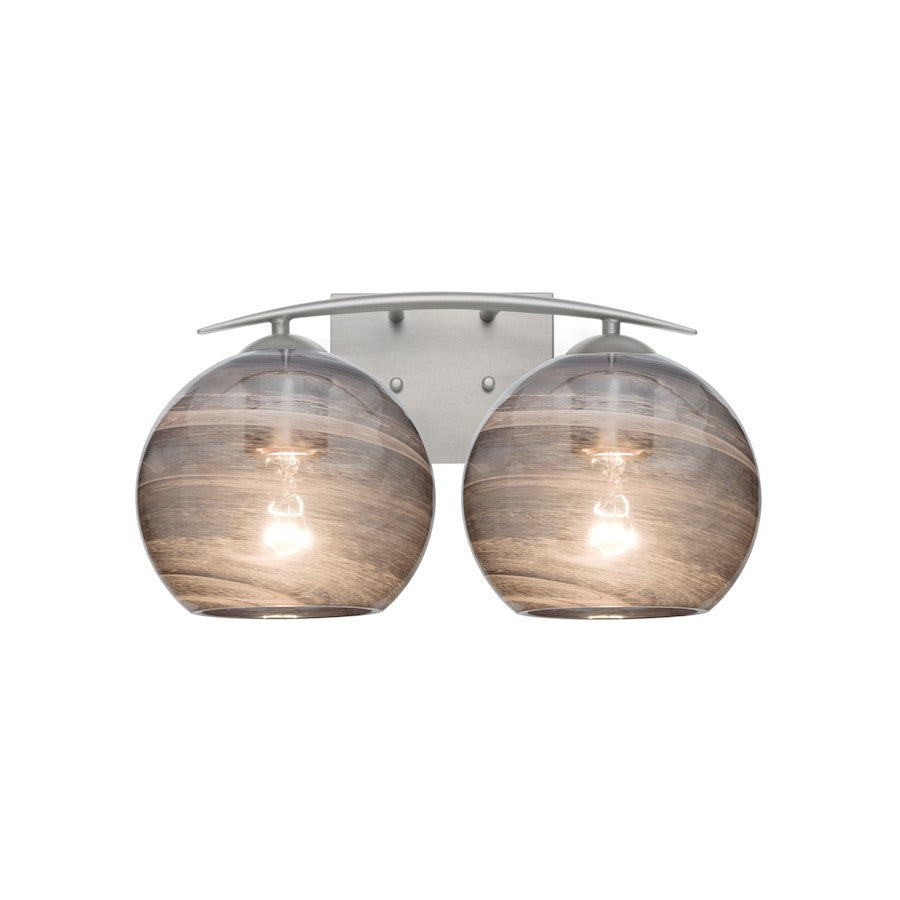 Besa Lighting Jilly 15in 2-Light Bathroom Vanity | Contemporary Satin Nickel and Gray Vapor Glass | Bathroom & Powder Room | W | Model 2WC-JILLYSM-SN