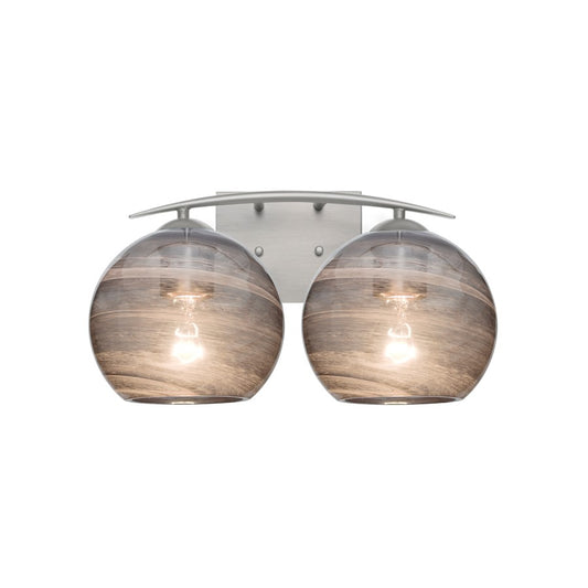 Besa Lighting Jilly 15in 2-Light Bathroom Vanity | Contemporary Satin Nickel and Gray Vapor Glass | Bathroom & Powder Room | W | Model 2WC-JILLYSM-SN