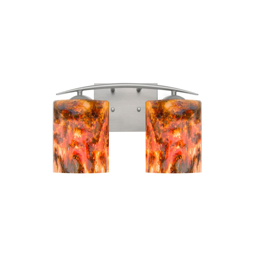 Besa Lighting Lava 13in 2-Light Vanity | Contemporary Satin Nickel and Multicolored Glass | Bathroom & Powder Room | Model 2WC-LAVA-SN
