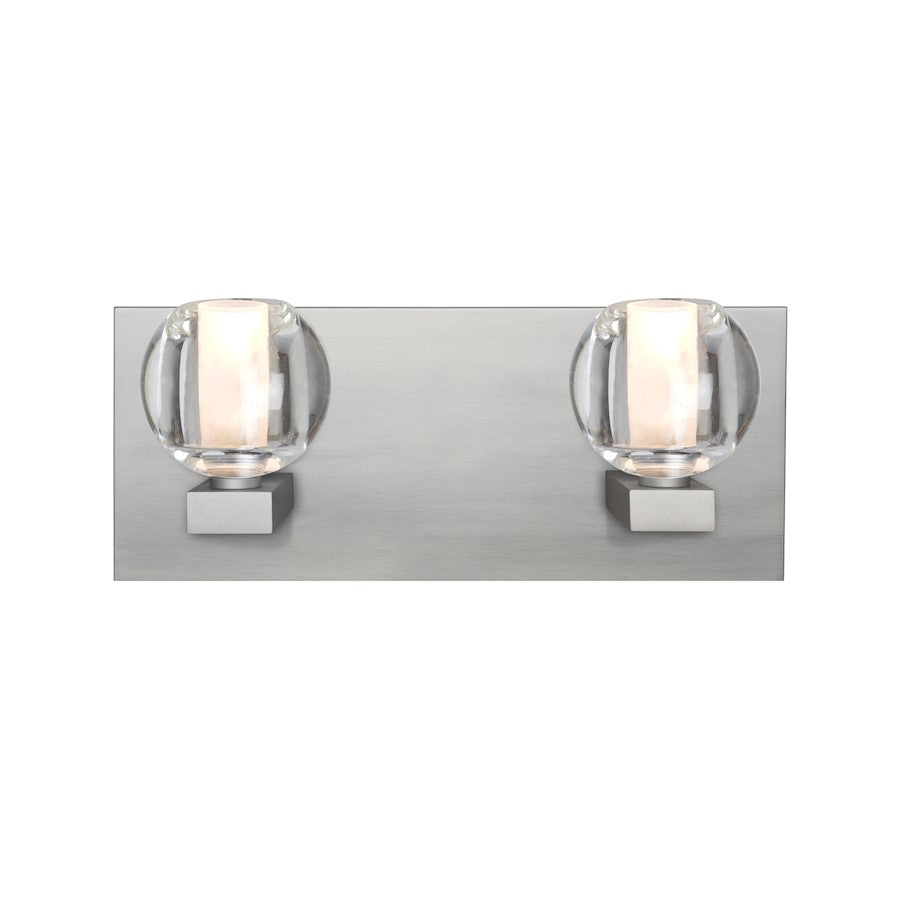 Besa Lighting Boca 3 14in 2-Light LED Vanity | Modern Satin Nickel and Clear Glass | Bathroom & Powder Room | Model 2WF-BOCACL-LED-SN