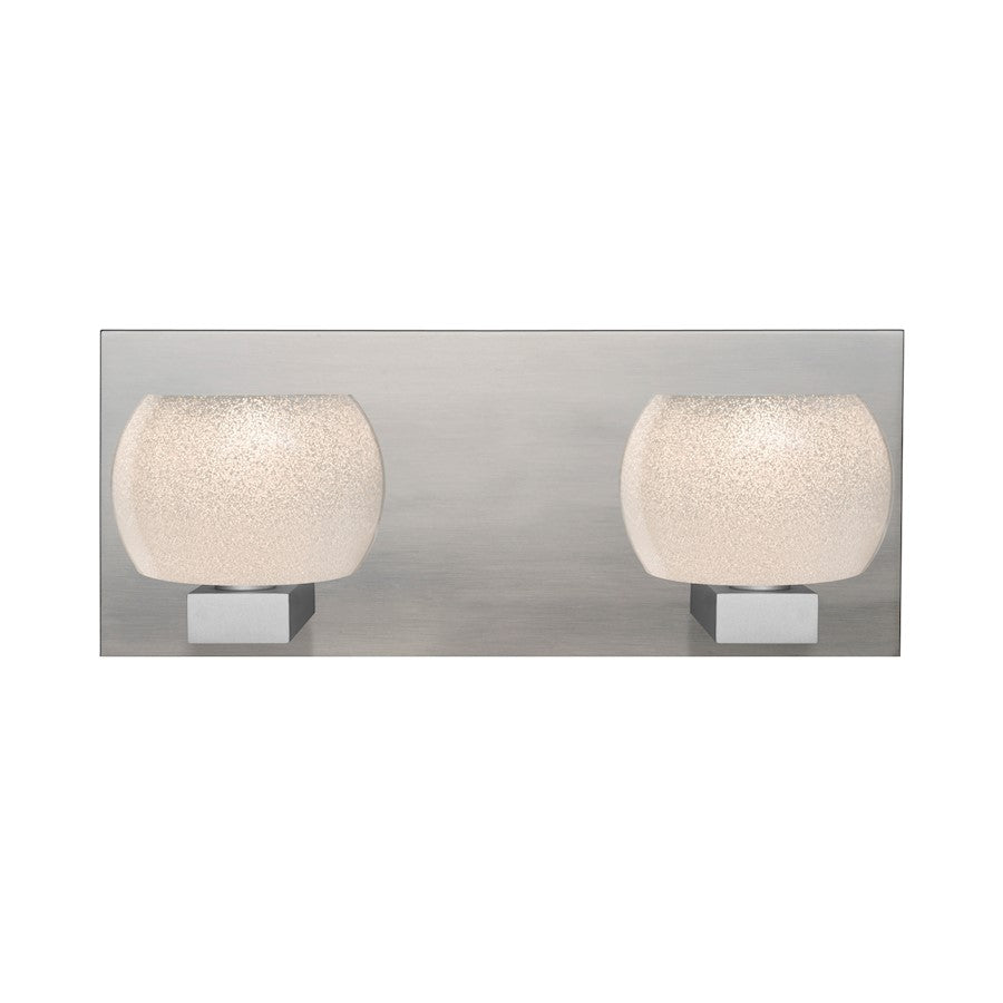 Besa Lighting Keno 14in 2-Light LED Vanity | Contemporary Satin Nickel and White Glass | Bathroom Vanity | 5 x 14 x 5.9 in | Model 2WF-KENOWH-LED-SN