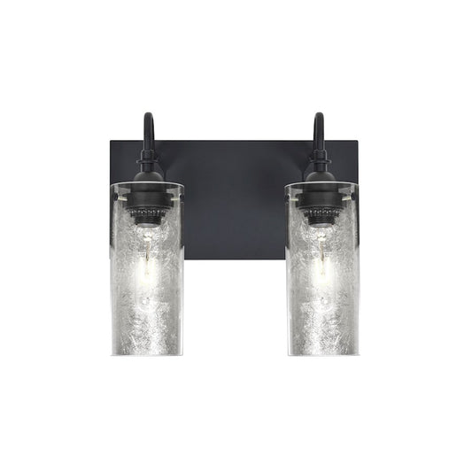 Besa Lighting Duke 12in 2-Light Bathroom Vanity | Transitional Black and Silver Glass | Bathroom & Powder Room | 12 x 7 x 12 in | Model 2WG-DUKESF-BK
