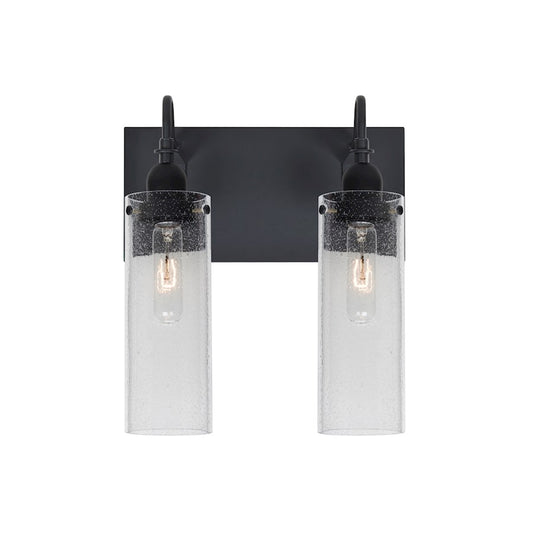 Besa Lighting Juni 10 12in 2-Light Bathroom Vanity | Transitional Black and Clear Glass | Bathroom & Powder Room | Model 2WG-JUNI10CL-BK