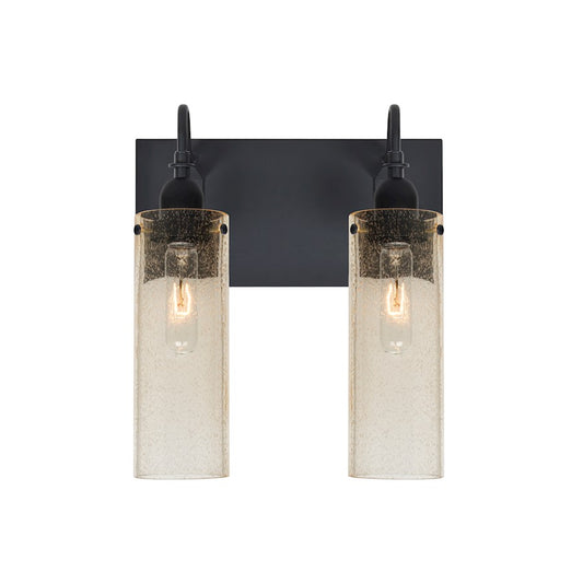 Besa Lighting Juni 10 12in 2-Light Bathroom Vanity | Transitional Black and Gold Glass | Bathroom & Powder Room | Model 2WG-JUNI10GD-BK