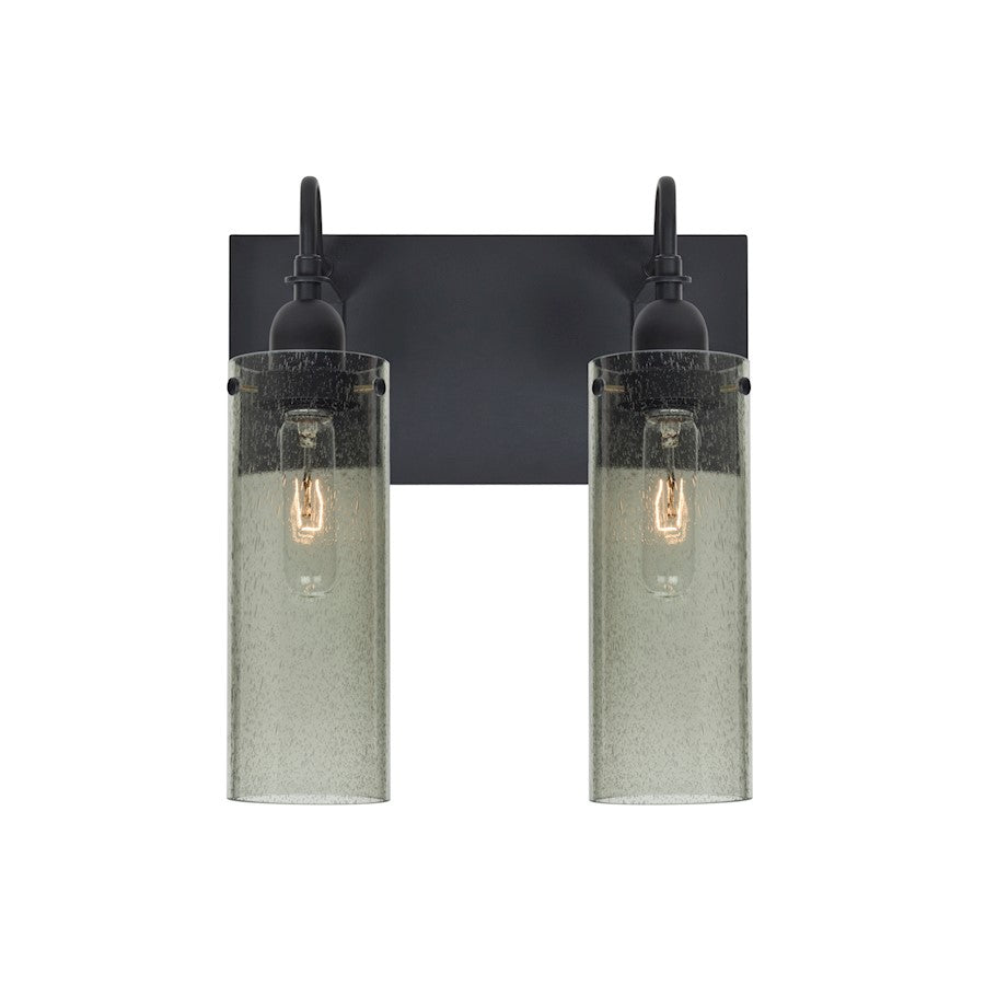 Besa Lighting Juni 10 2-Light Bathroom Vanity | Transitional Black and Green Glass | Bathroom & Powder Room | Model 2WG-JUNI10MS-BK