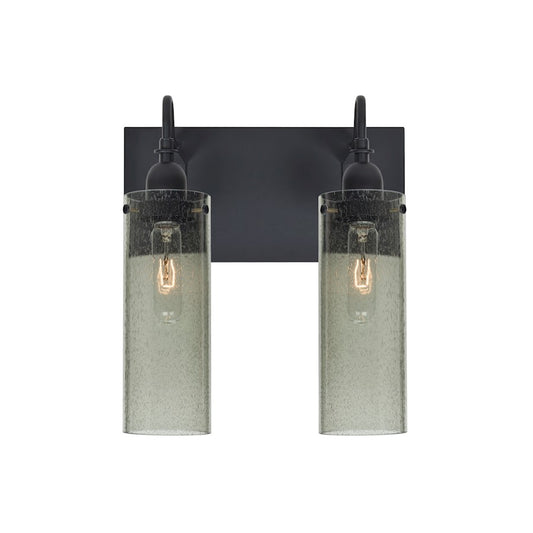 Besa Lighting Juni 10 2-Light Bathroom Vanity | Transitional Black and Green Glass | Bathroom & Powder Room | Model 2WG-JUNI10MS-BK