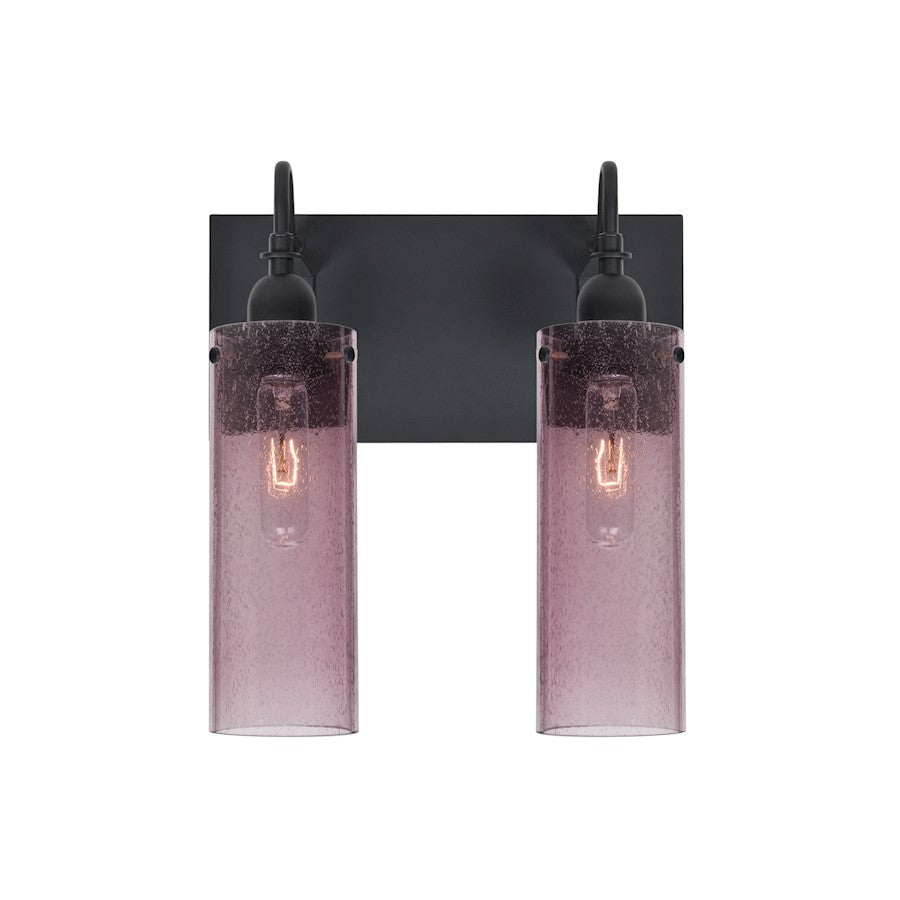 Besa Lighting Juni 10 2-Light Bathroom Vanity | Transitional Black and Purple Glass | Bathroom & Powder Room | Model 2WG-JUNI10PL-BK