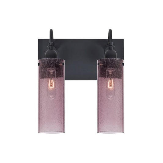 Besa Lighting Juni 10 2-Light Bathroom Vanity | Transitional Black and Purple Glass | Bathroom & Powder Room | Model 2WG-JUNI10PL-BK