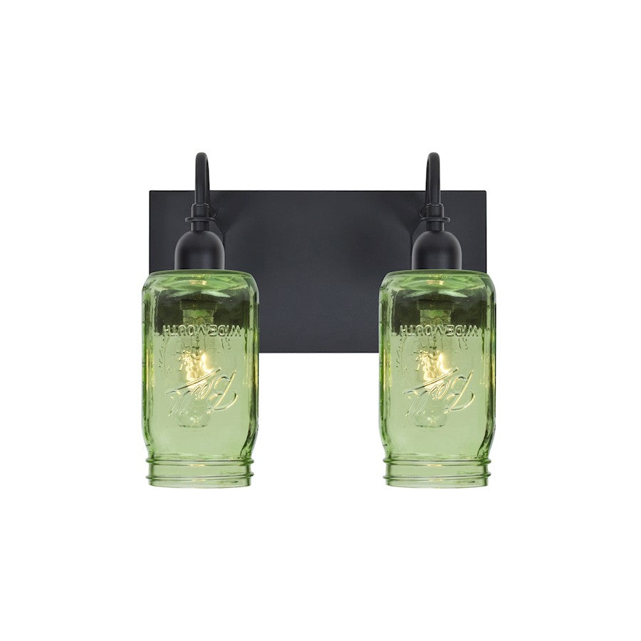 Besa Lighting Milo 4 2-Light Bathroom Vanity | Rustic Black and Gold Glass | Bathroom & Powder Room | 12 x 7 x 10 in | Model 2WG-MILO4GR-BK