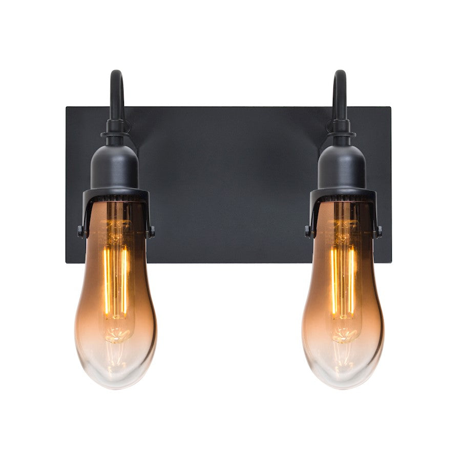 Besa Lighting Wish 12in 2-Light LED Wall Sconce | Transitional Black and Beige Glass | Hallway & Bedroom | 12 x 6 x 11 in | Model 2WG-WISHAM-EDIL-BK
