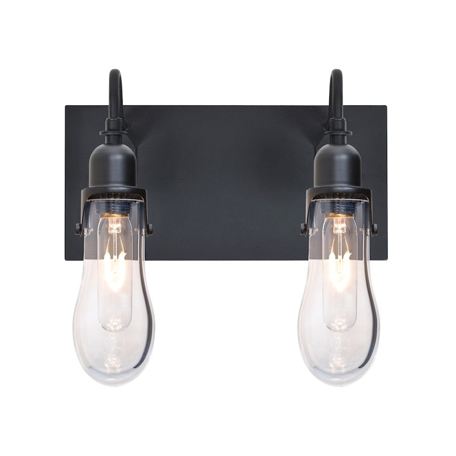 Besa Wish 12in 2-Light Wall Sconce | Transitional Black and Clear Glass | Bedroom & Hallway Accent Light | 12 x 6 x 11 in | Model 2WG-WISHCL-BK