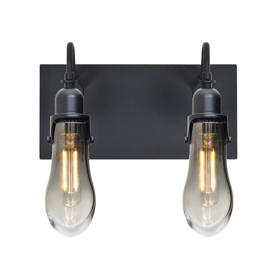 Besa Wish 12in 2-Light LED Wall Sconce | Transitional Black and Gray Glass | Bedroom & Hallway Accent Light | Model 2WG-WISHSM-EDIL-BK