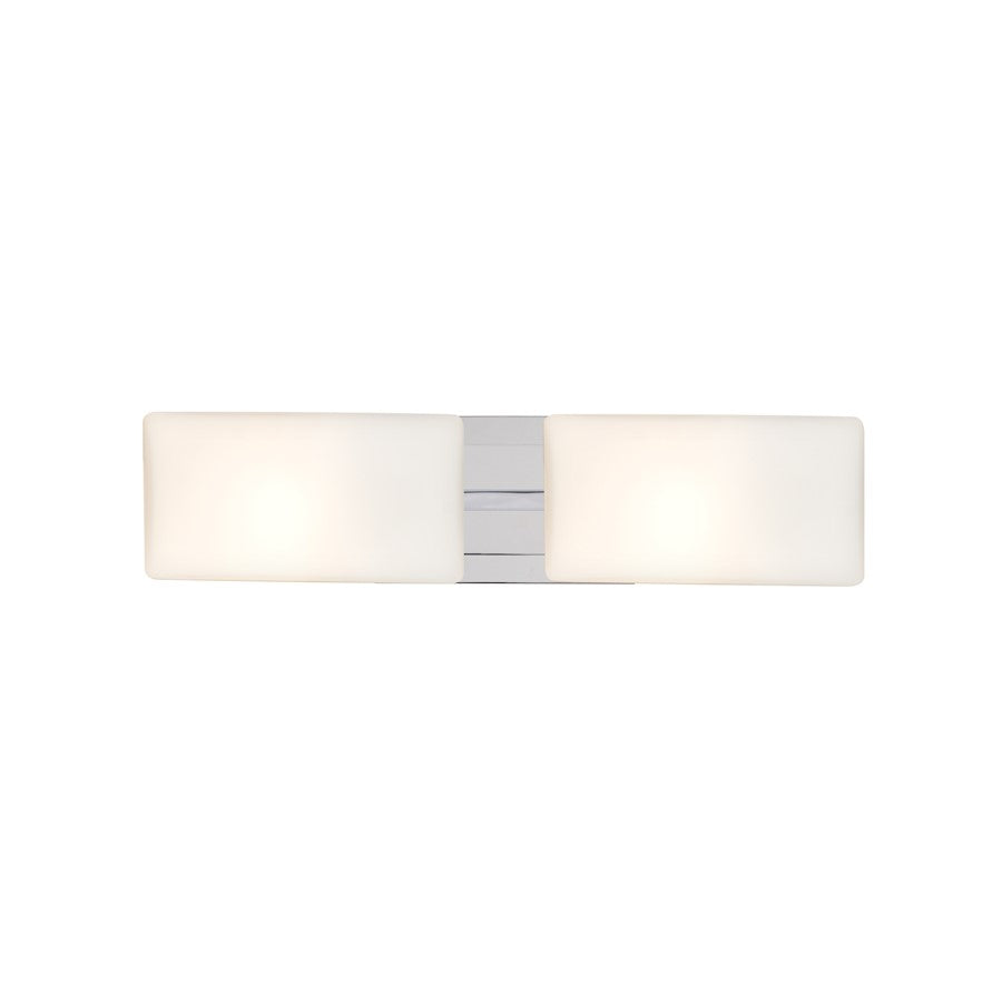 Besa Lighting Lido 21in 2-Light Vanity | Contemporary Chrome and White Glass | Bathroom & Powder Room | 21 x 5 x 4 in | Model 2WT-888607-CR