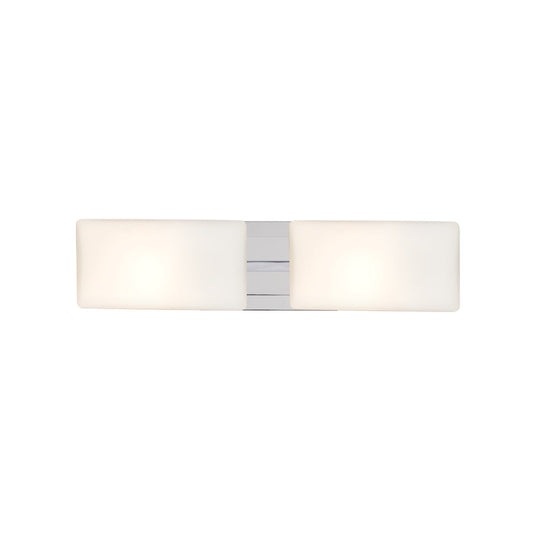 Besa Lighting Lido 21in 2-Light LED Vanity | Contemporary Chrome and White Glass | Bathroom & Powder Room | 21 x 5 x 4 in | Model 2WT-888607-LED-CR