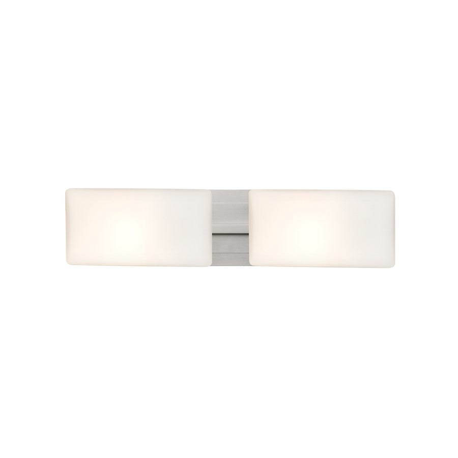 Besa Lighting Lido 21in 2-Light Vanity | Contemporary Satin Nickel and White Glass | Bathroom & Powder Room | 21 x 5 x 4 in | Model 2WT-888607-SN