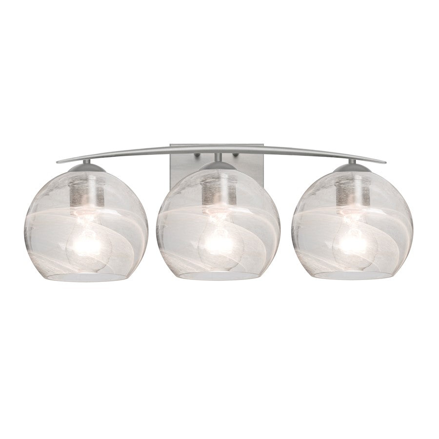 Besa Lighting Jilly 25in 3-Light Bathroom Vanity | Contemporary Satin Nickel and Clear Glass | Bathroom & Powder Room | Model 3WC-JILLYCL-SN