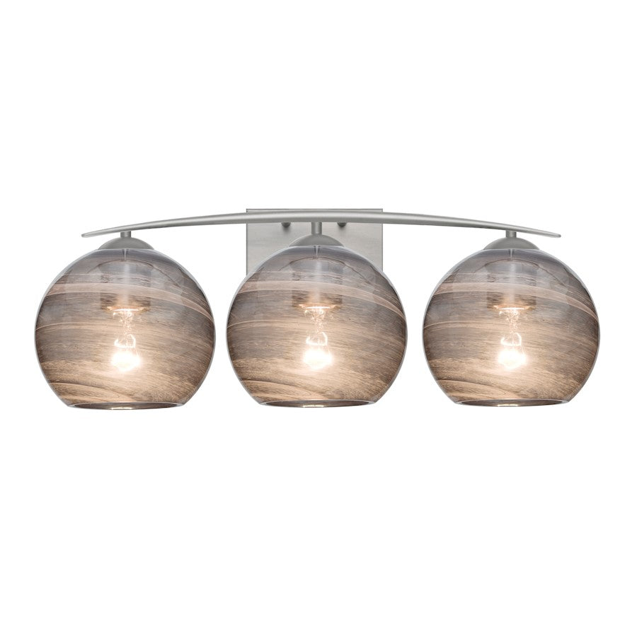 Besa Lighting Jilly 25in 3-Light Bathroom Vanity | Contemporary Satin Nickel and Gray Glass | Bathroom & Powder Room | Model 3WC-JILLYSM-SN