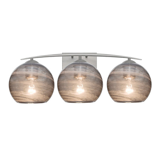 Besa Lighting Jilly 25in 3-Light Bathroom Vanity | Contemporary Satin Nickel and Gray Glass | Bathroom & Powder Room | Model 3WC-JILLYSM-SN