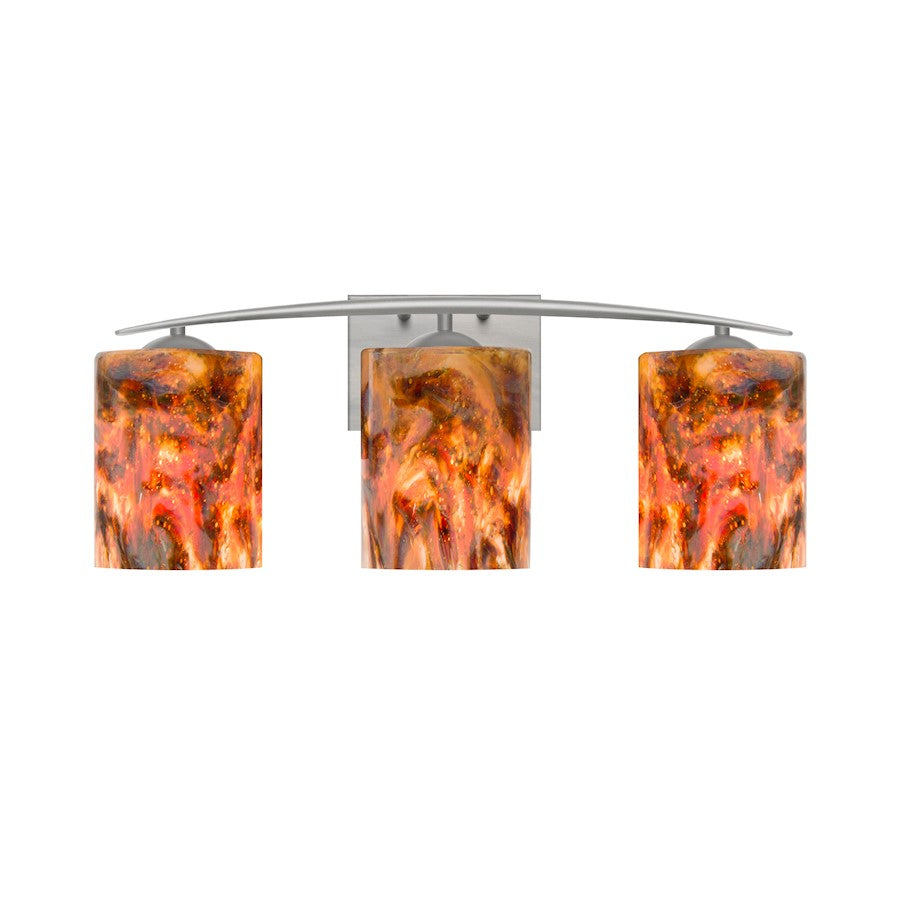 Besa Lighting Lava 23in 3-Light Bathroom Vanity | Contemporary Satin Nickel and Multicolored Glass | Bathroom & Powder Room | Model 3WC-LAVA-SN
