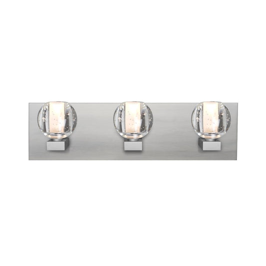 Besa Lighting Boca 3 22in 3-Light LED Bathroom Vanity | Modern Satin Nickel and Clear Bubble Glass | Bathroom & Powder Room | Model 3WF-BOCABB-LED-SN