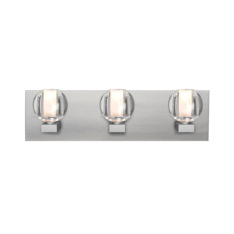 Besa Lighting Boca 3 22in 3-Light LED Bathroom Vanity | Modern Satin Nickel and Clear Glass | Bathroom & Powder Room | Model 3WF-BOCACL-LED-SN